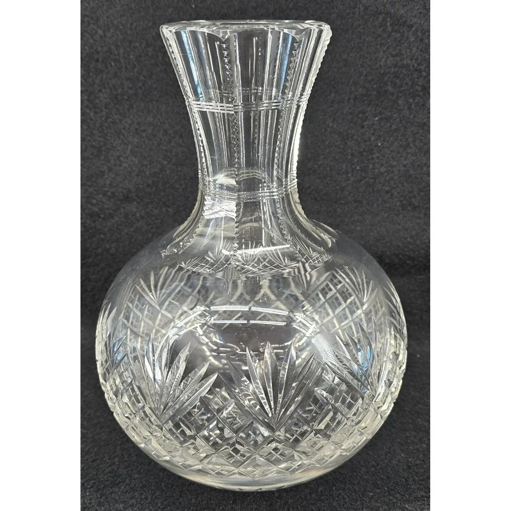Antique‎ American Brilliant Cut Glass Crystal Vase Carafe Diamond Fan 6x8